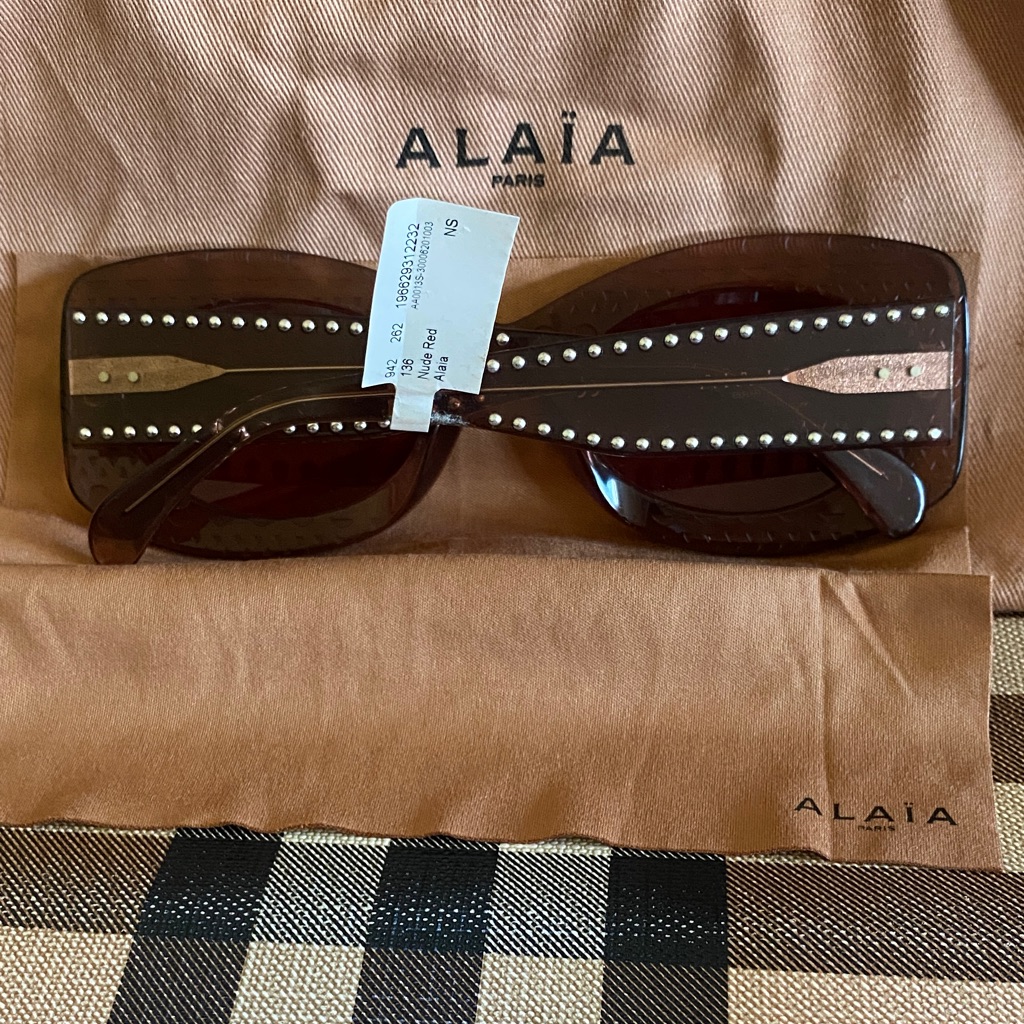 Alaia Paris Made In Italy Nude Red Oversized Sunglasses New With Tags